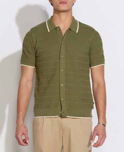 Civil Society Kalino Full Placket Sweater/ olive