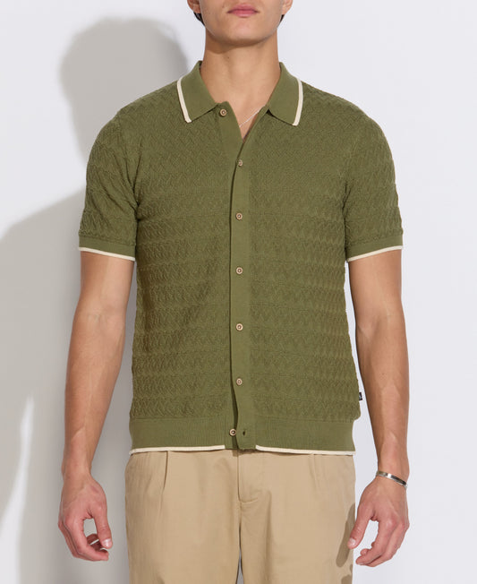 Civil Society Kalino Full Placket Sweater/ olive
