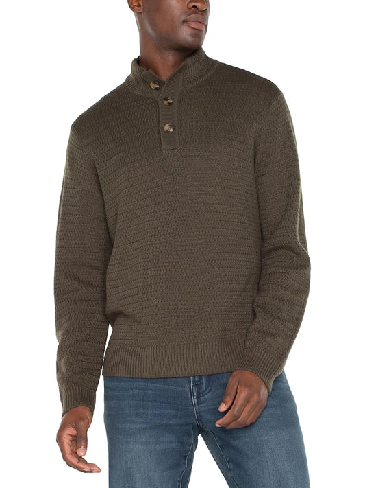 Liverpool 3 Button Mock Neck / olive