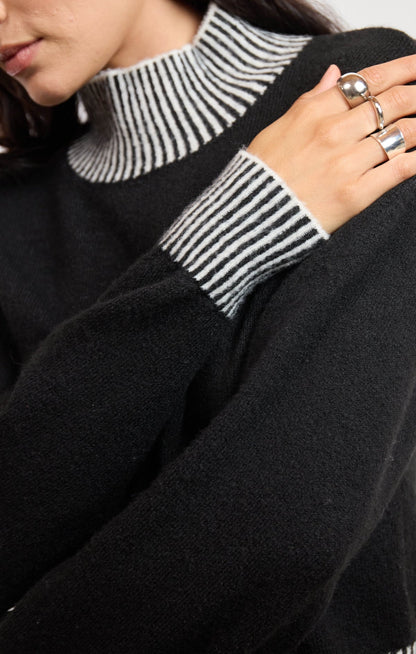 Sage Stacey Contrast Rib Sweater