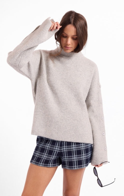 Sage Athena Button Detail Sweater