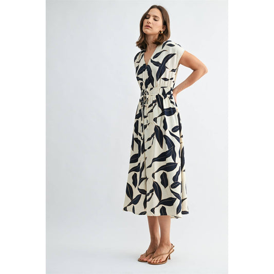 FUN V Neck Elastic Waist Dress