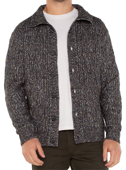 Liverpool Button Cardigan/ Olive Multi