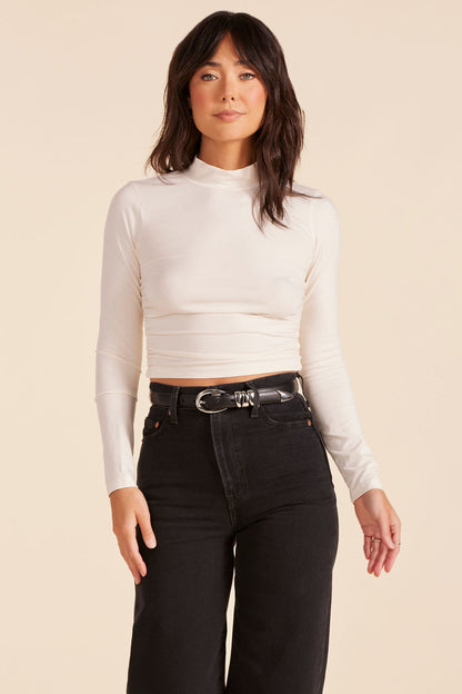 Bobi LS Shirred Mockneck Crop