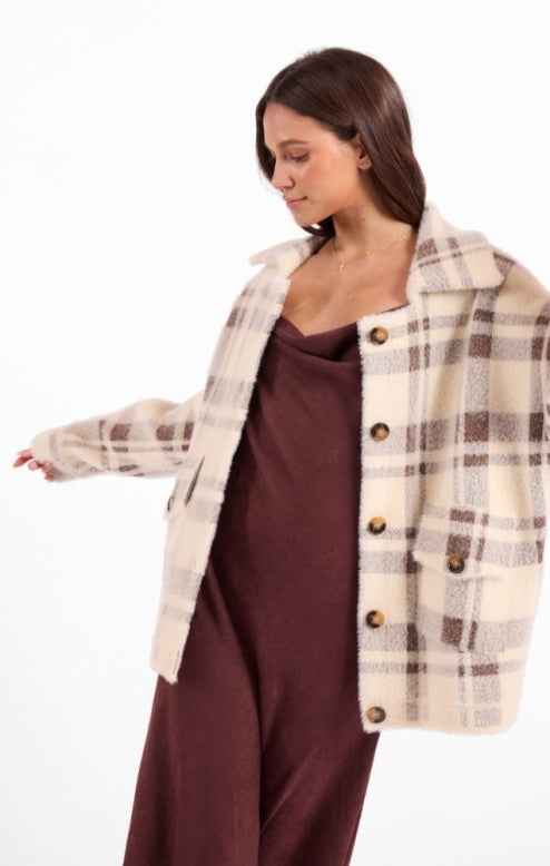 Sage Lola Plaid Coat