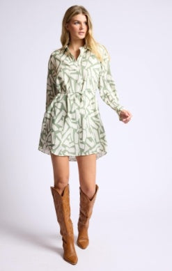 Sage Al Fresco Shirt Dress / sage cream