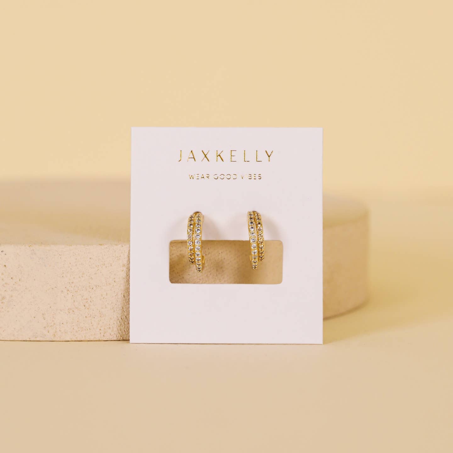 Jaxkelly Pave Gold Double Hoop