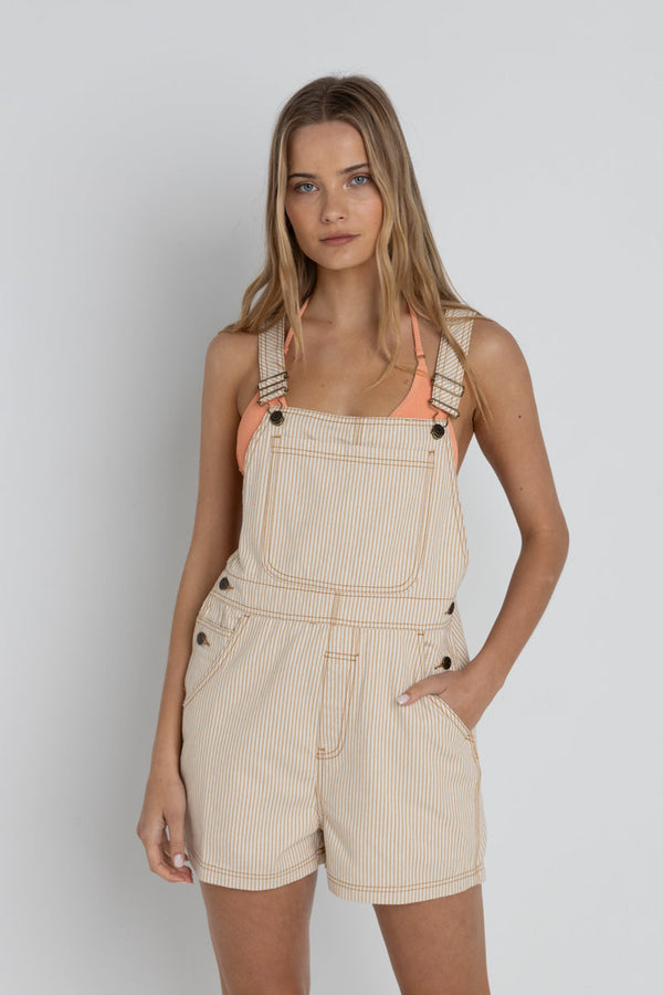Rhythm Willa Stripe Short Overall / sand
