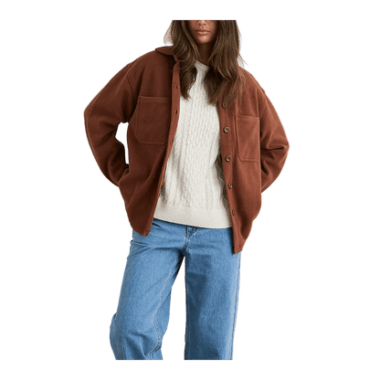 Rhythm Reverse Fleece Shacket / chocolate