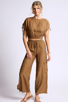 Sage Light A Fire Tie Crop Top