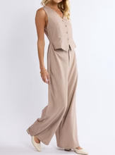 Sage Coffee Shop Pinstripe Vest Jumpsuit