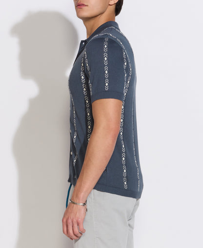 Civil Society Ace S/S Full Placket Sweater/ slate
