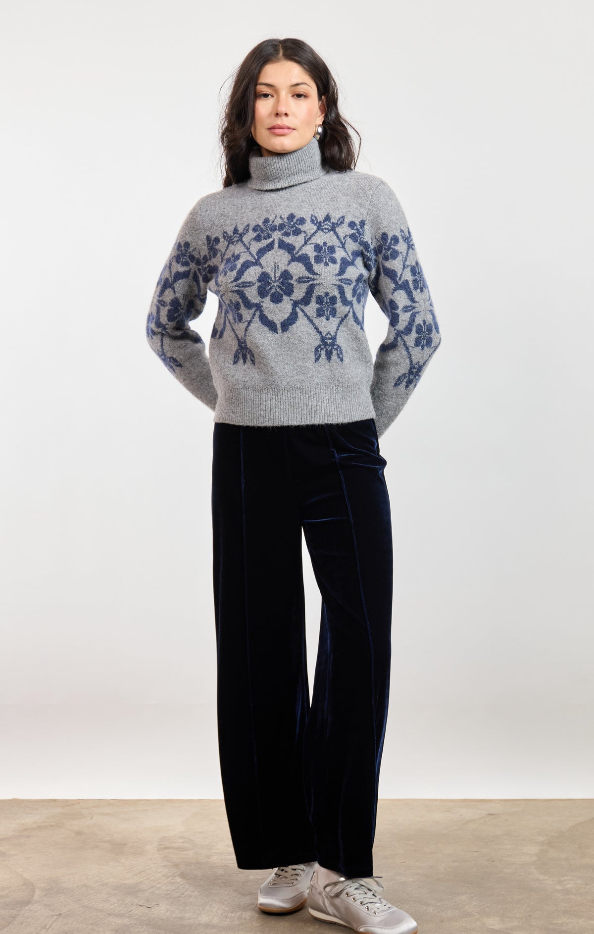 Sage Provence Floral Jacquard Sweater