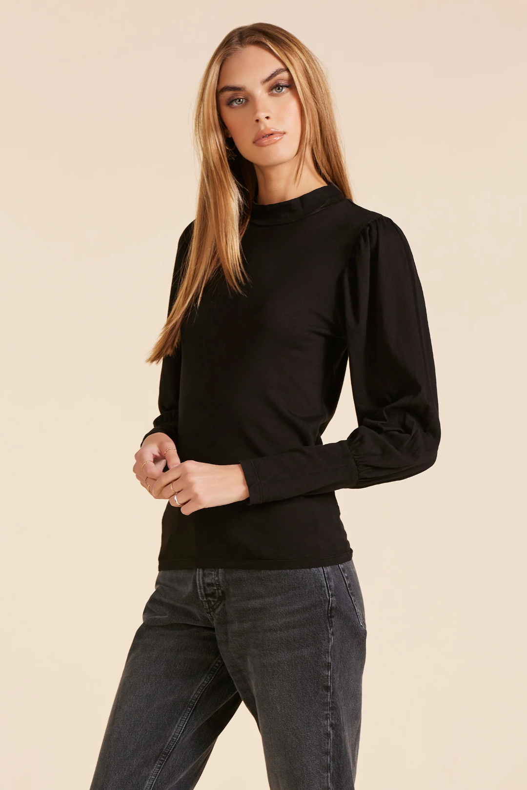 Bobi LS Shirred Mockneck