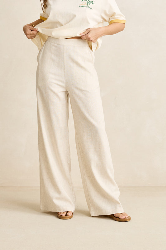 Rhythm Linen Whip Stitch Wide Pant