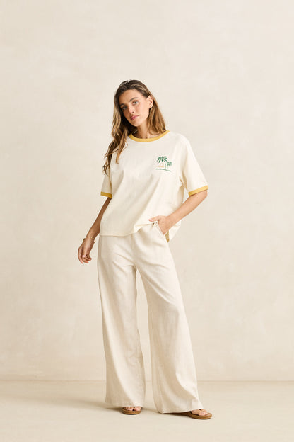 Rhythm Linen Whip Stitch Wide Pant