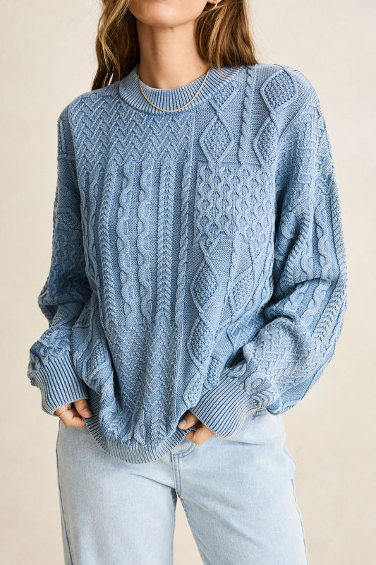 Rhythm Patchwork Salt Wash Sweater