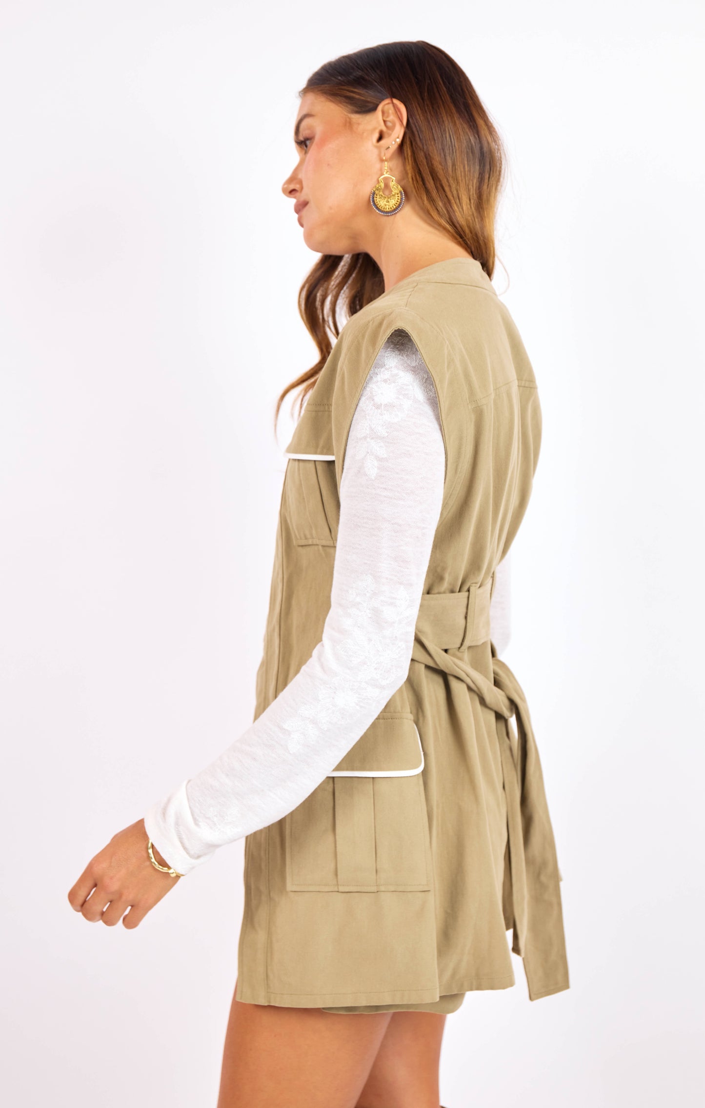 Sage Off Road Belted Vest / sage