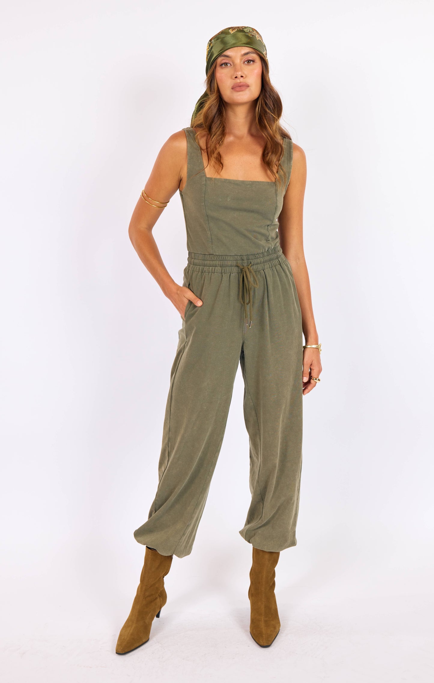 Sage Gila Knit Jumpsuit / sage